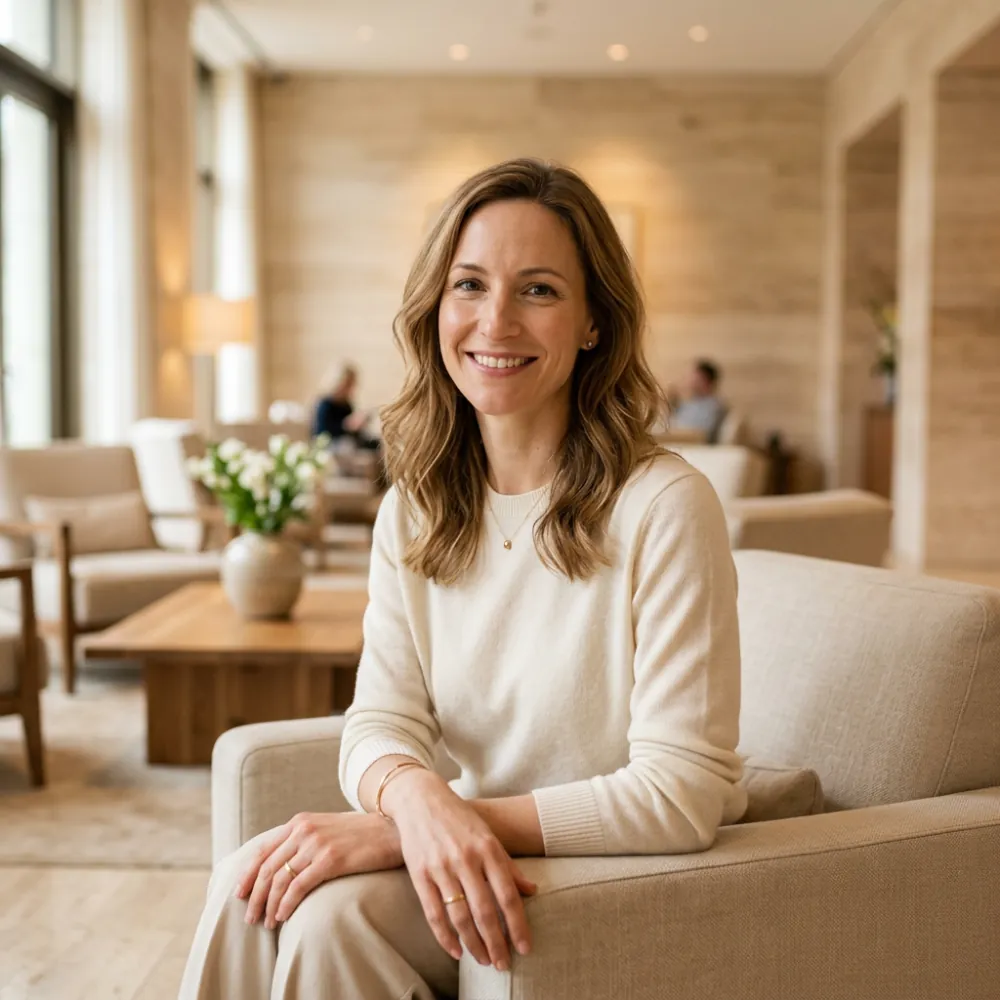 Elegantes Porträt einer Frau in heller Umgebung